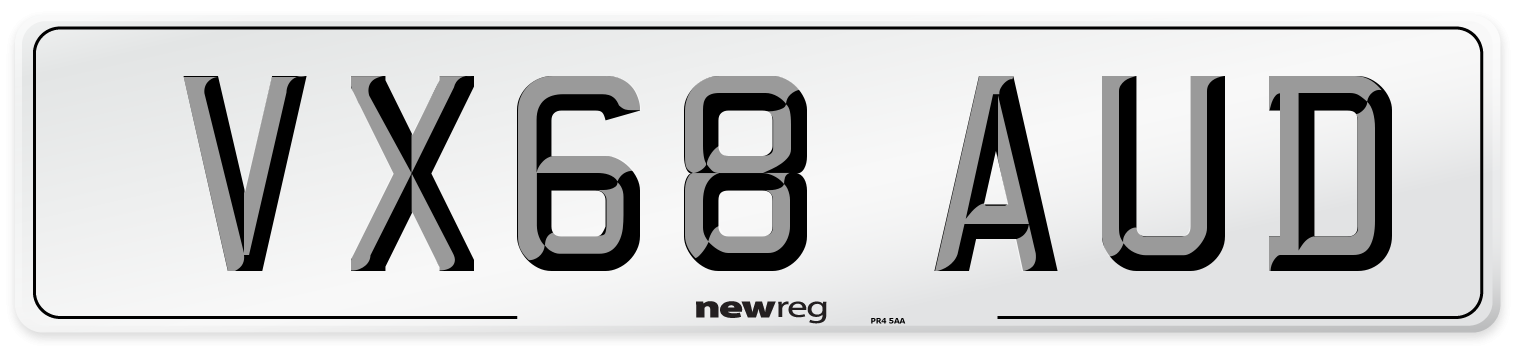 VX68 AUD Number Plate from New Reg